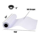 Premium Quality Wide Format Paper 610mm x 50m(24" x 150') Plotter Paper CAD Bond Rolls (20lb | 4 Rolls, 2" Core)